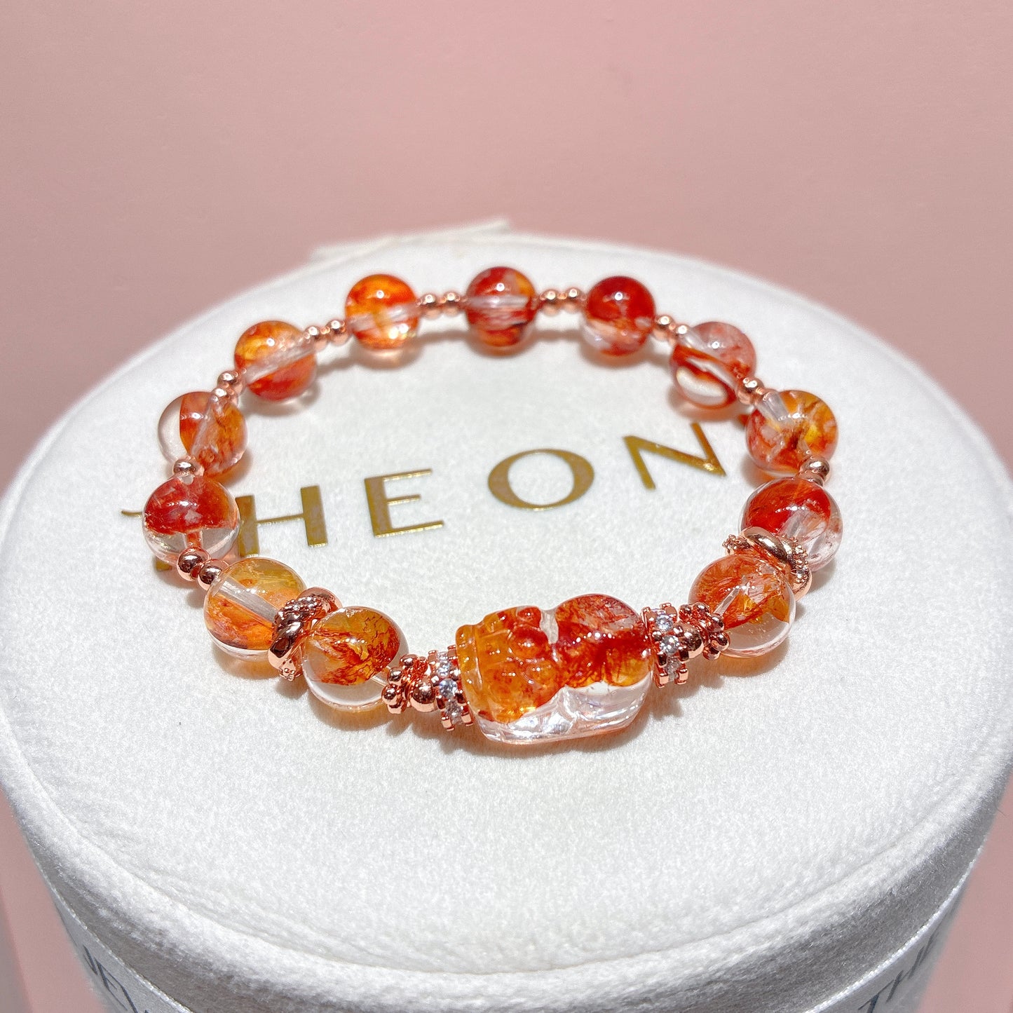精品*橙紅膠花 x 膠花貔貅