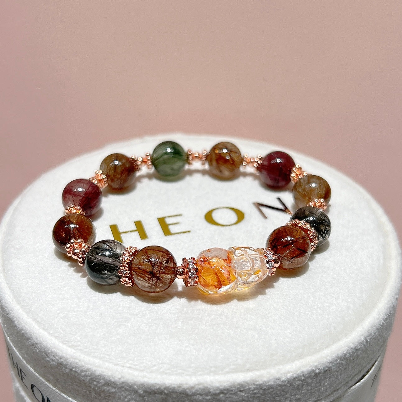 頂級*彩髮晶 x 錦鯉膠花貔貅