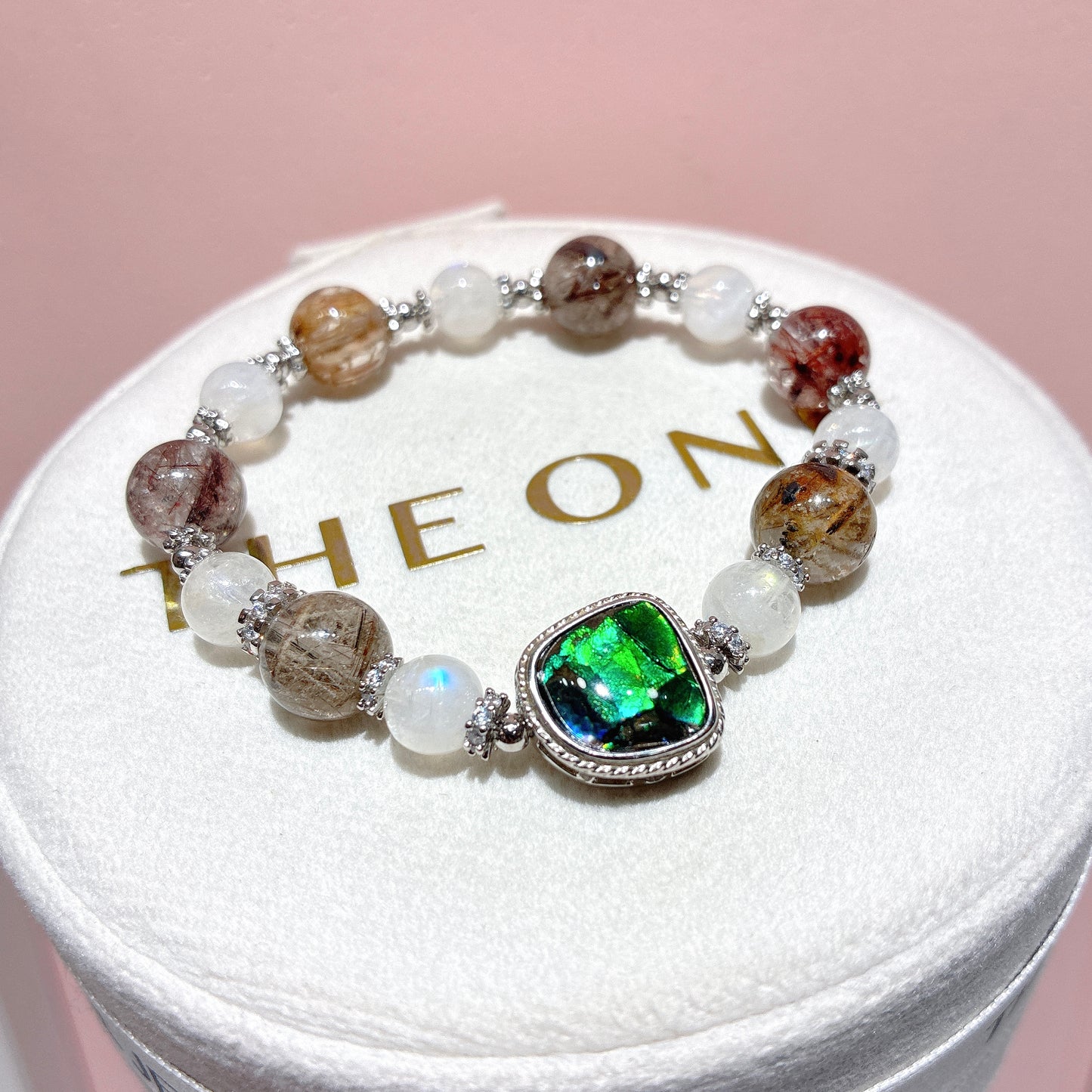 精品*雪霜幽靈髮晶 x 斑彩石