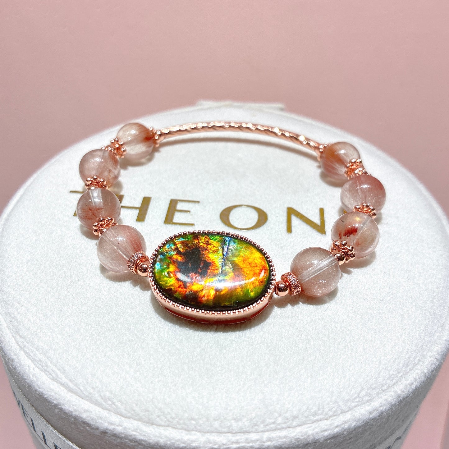 精品*粉兔毛 x 斑彩石