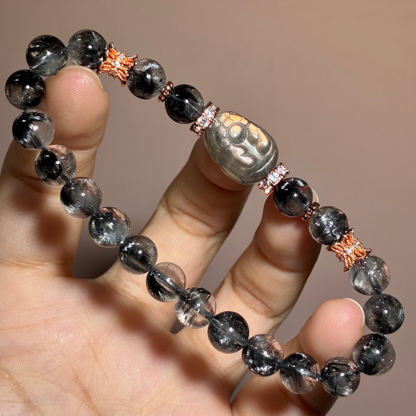 精品*黑銀鈦 x 拉長石龍龜