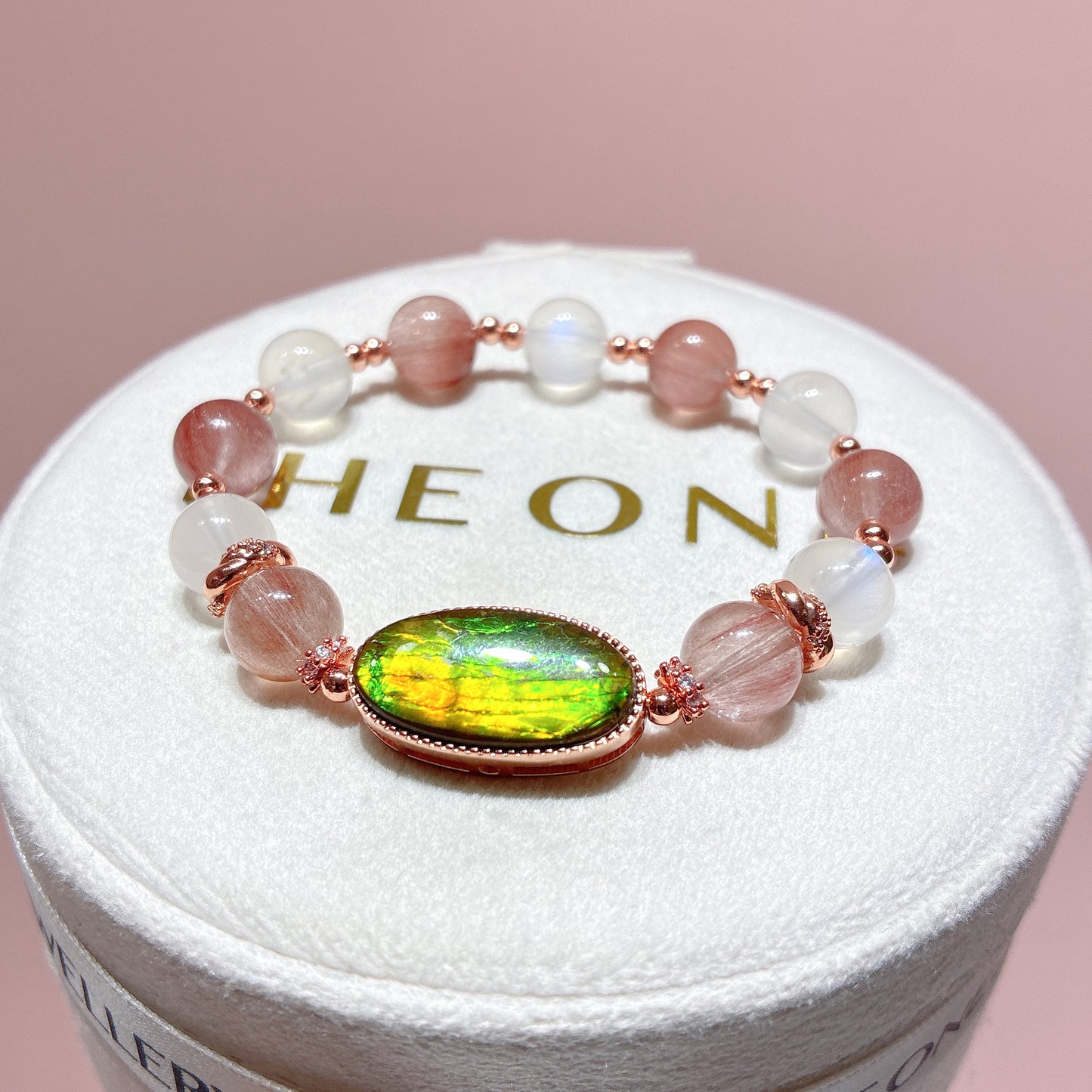 精品*粉兔毛 x 斑彩石