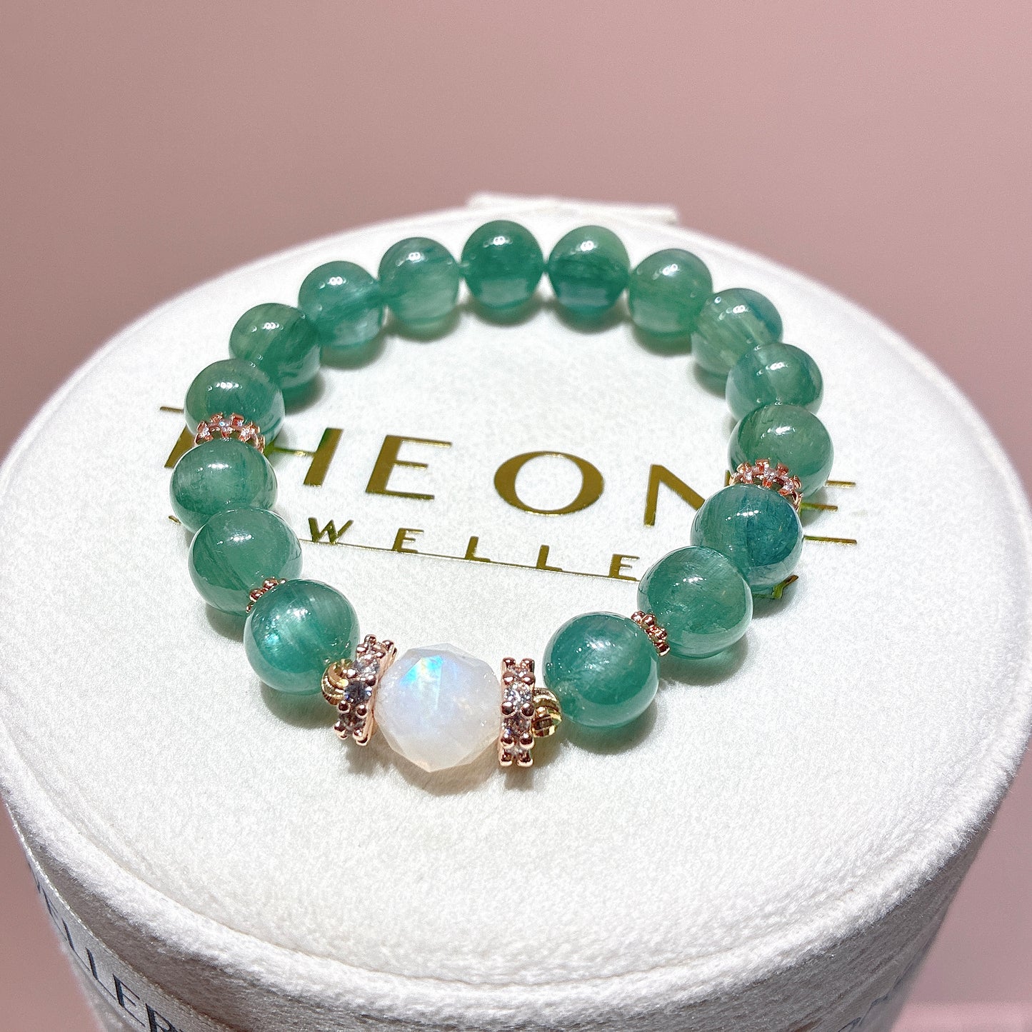 Top grade blue green crystal x moonstone