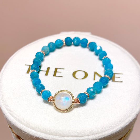 Blue Apatite x Moonstone
