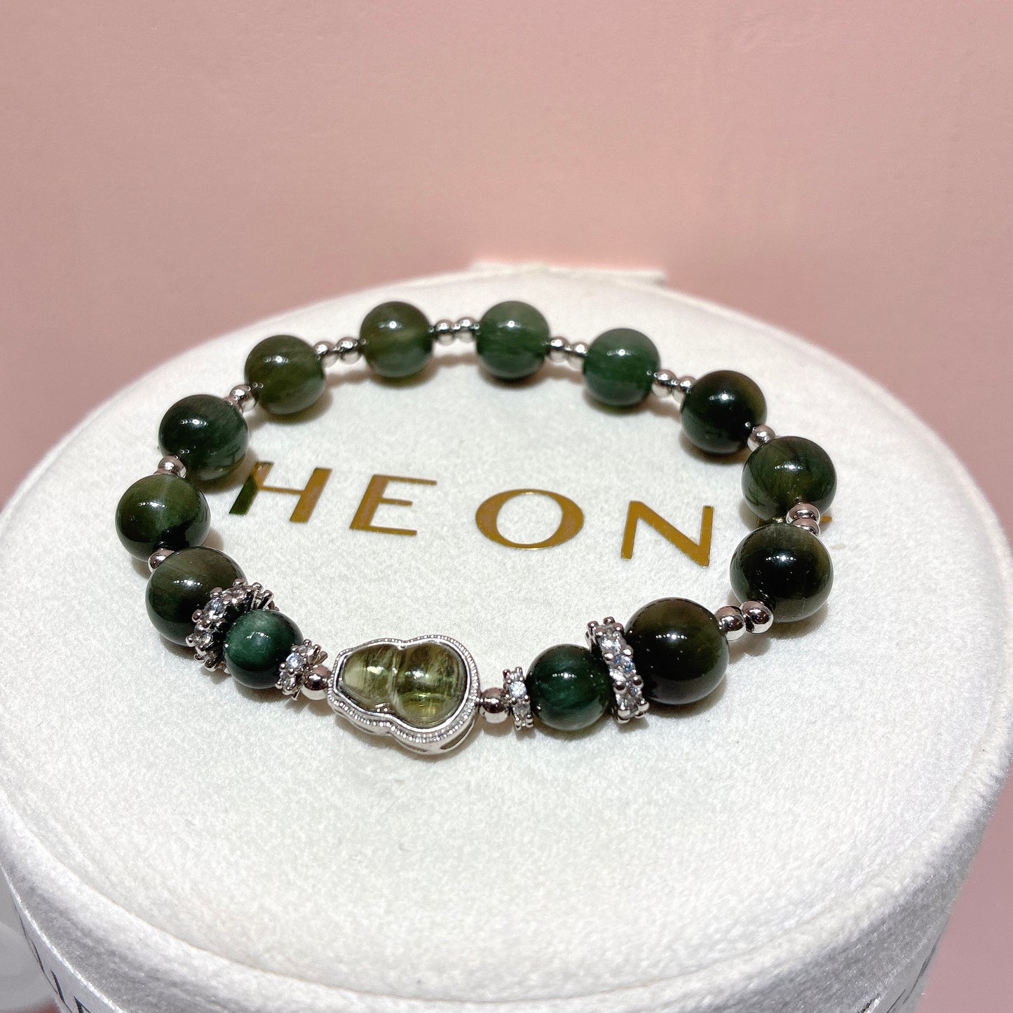 Fine green hair crystal x green meteorite
