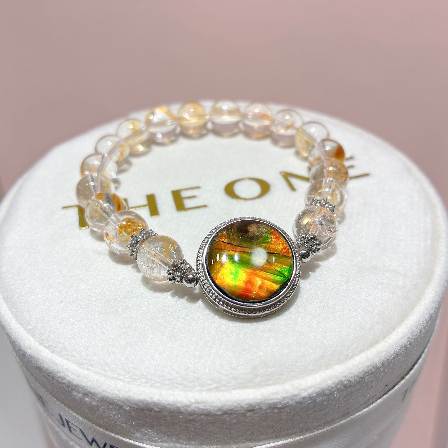 精品*金魚黃膠花 x 斑彩石