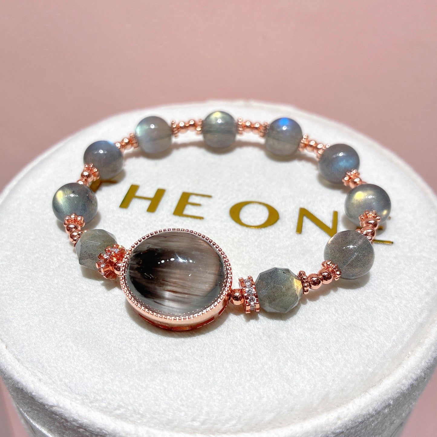 精品*拉長石 x 灰藍兔毛