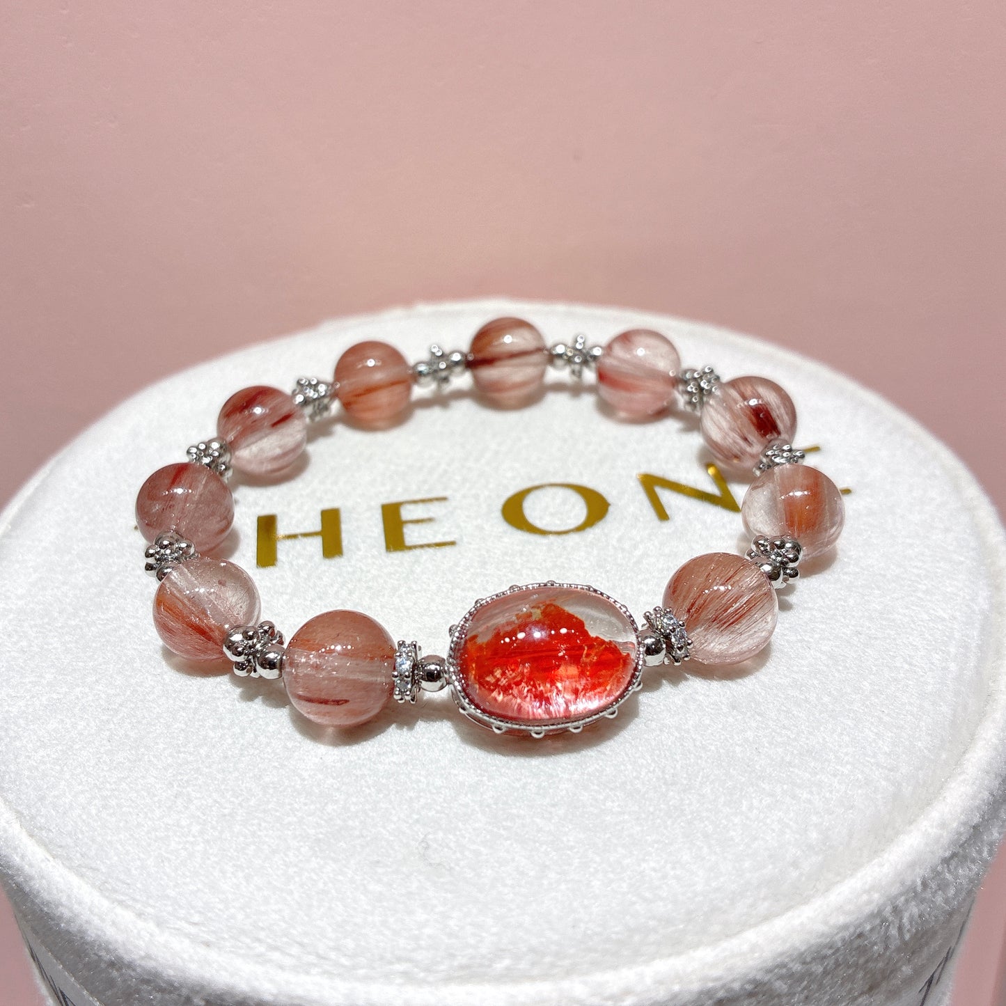 精品*粉橙兔毛 x 錦鯉膠花