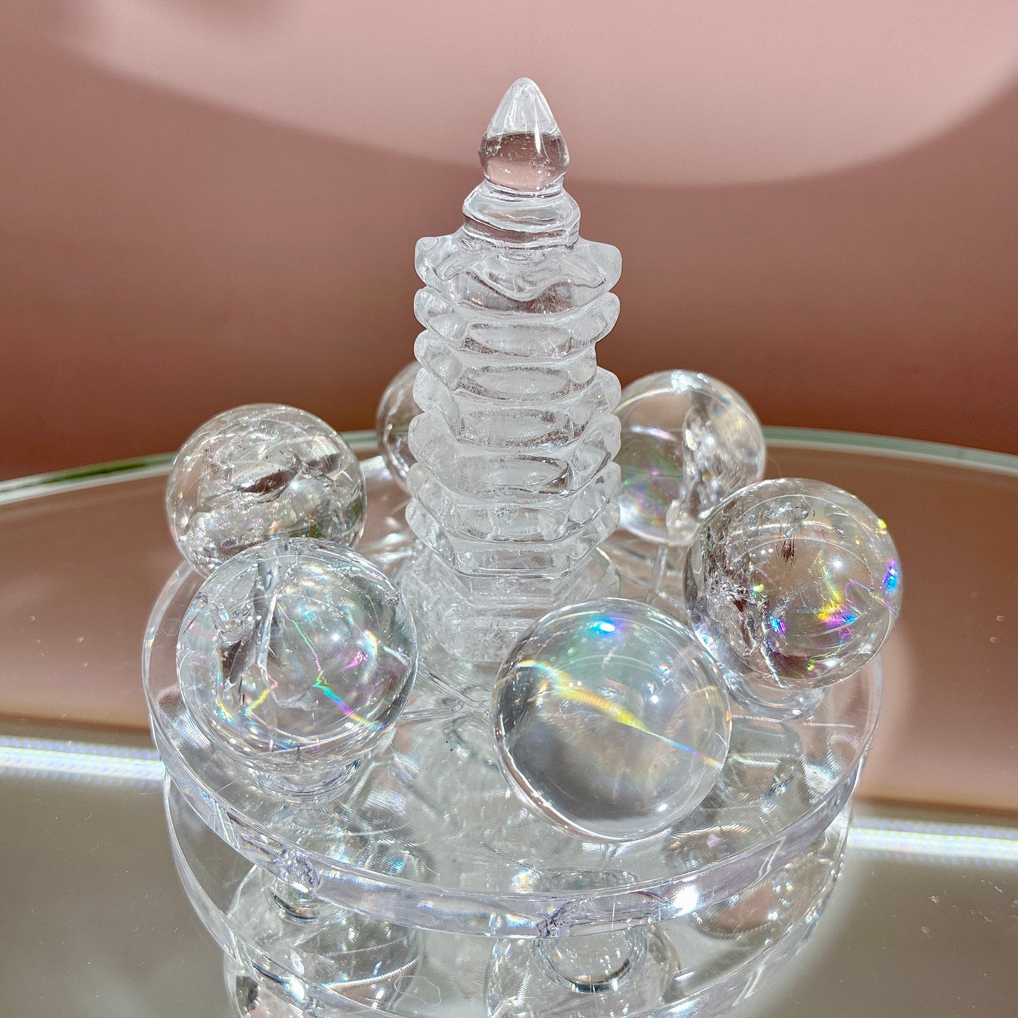 天然白阿賽·白水晶文昌塔