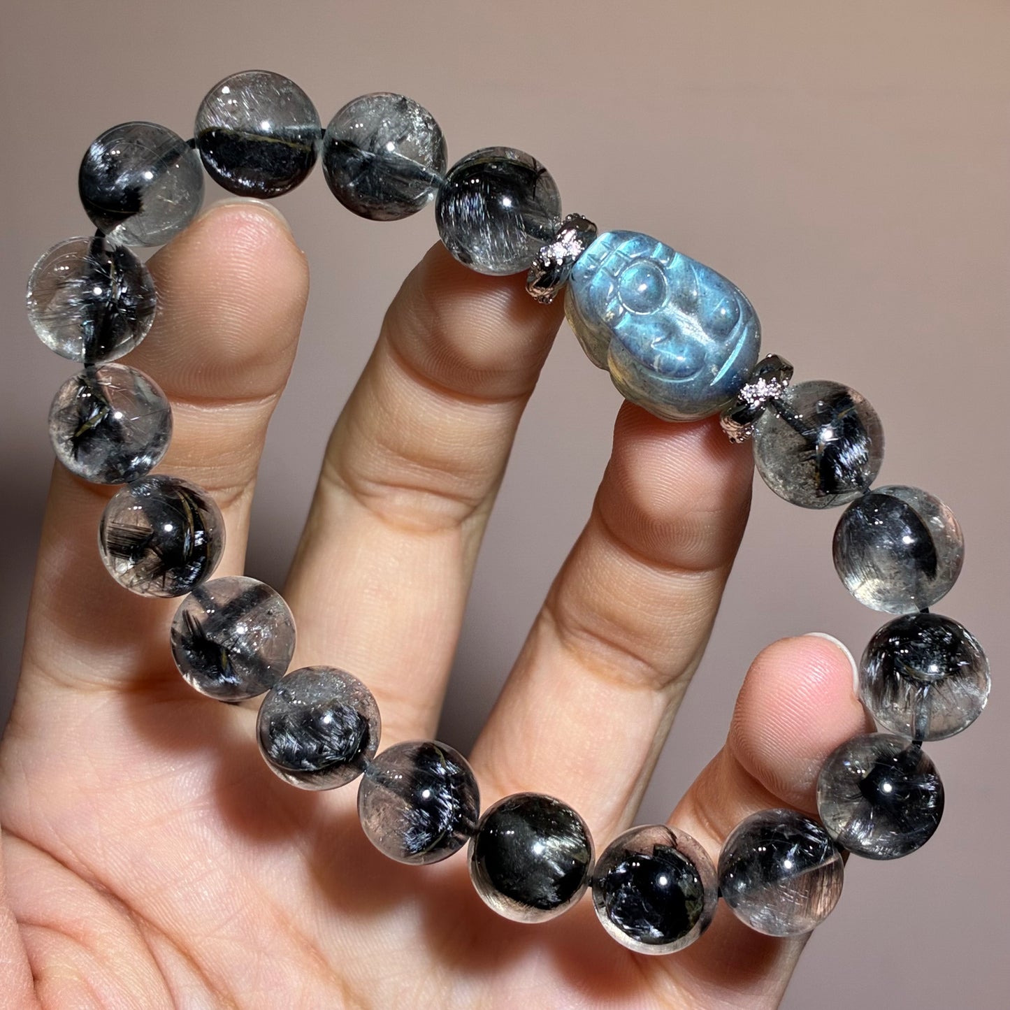 精品*黑銀鈦 x 拉長石龍龜
