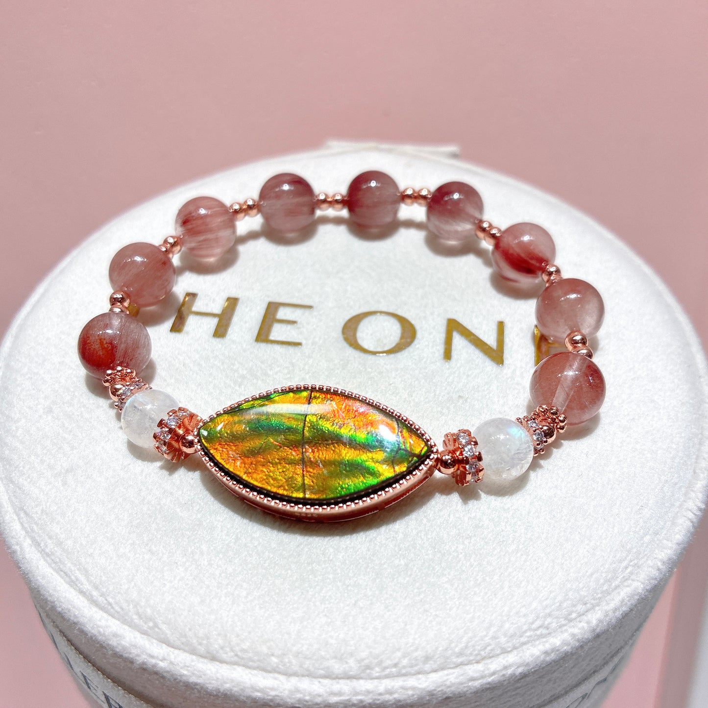 精品*粉兔毛 x 斑彩石