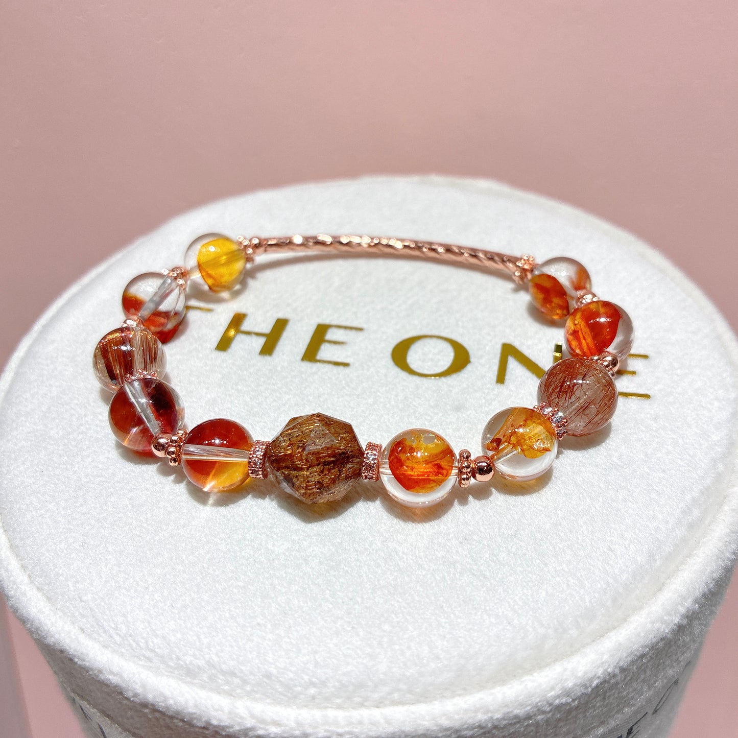 精品*橙紅膠花 x 銅髮晶