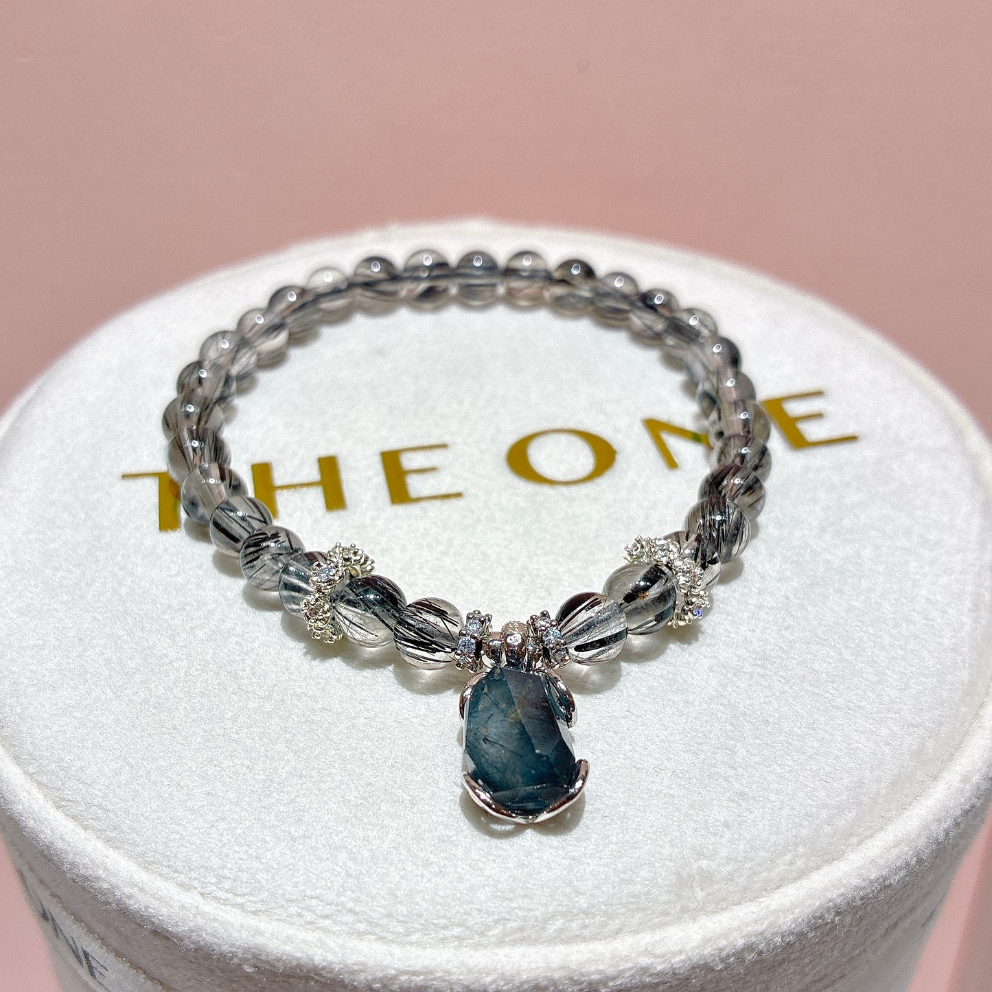 精品*黑順髮晶 x 灰藍兔毛