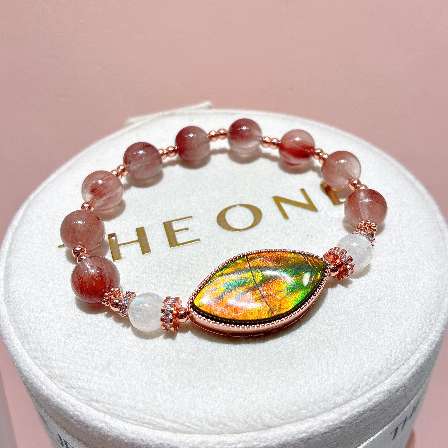 精品*粉兔毛 x 斑彩石