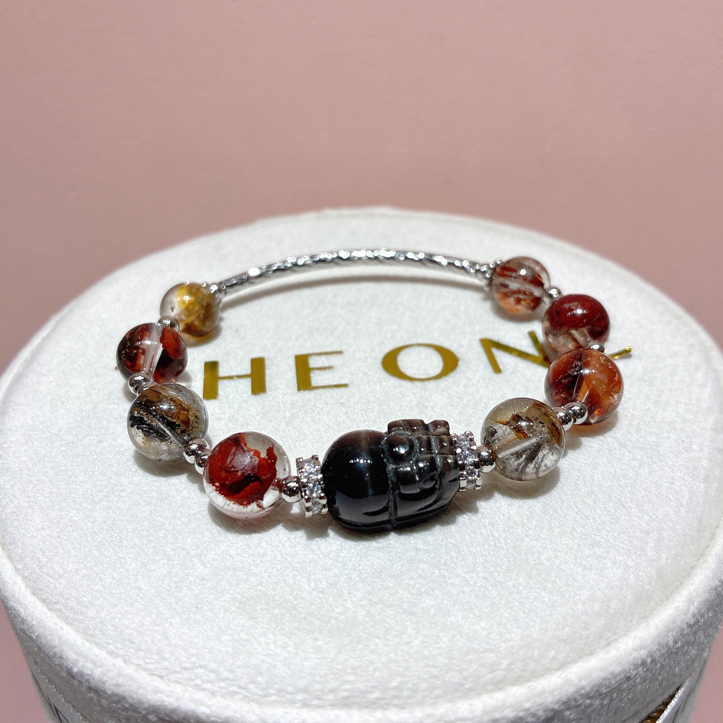 頂級*紅泥骸骨閃靈鑽 x 黑金太陽石貔貅