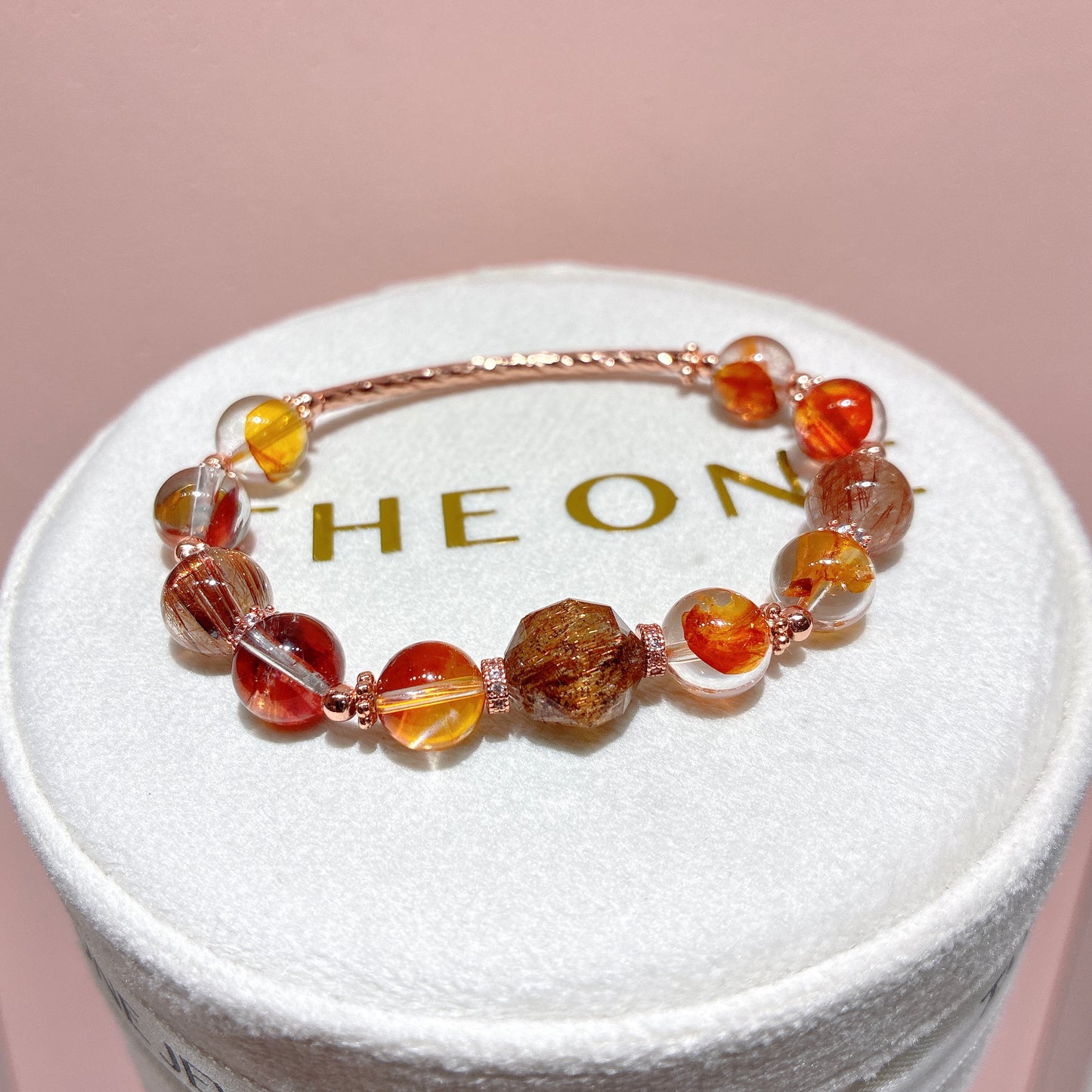 精品*橙紅膠花 x 銅髮晶