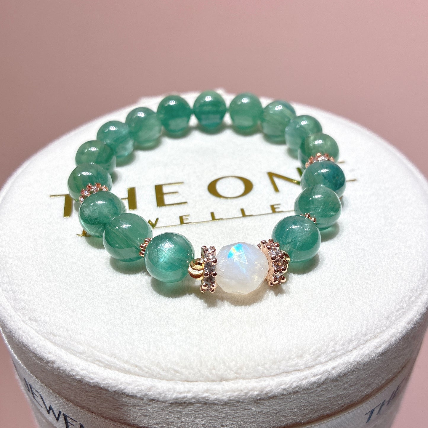 Top grade blue green crystal x moonstone
