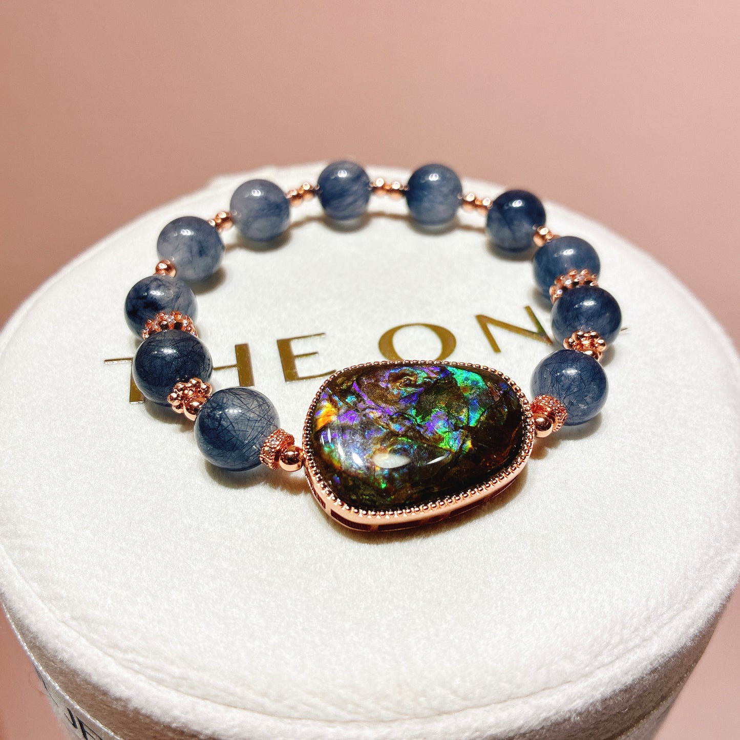 精品*藍鋼絲兔毛 x 斑彩石