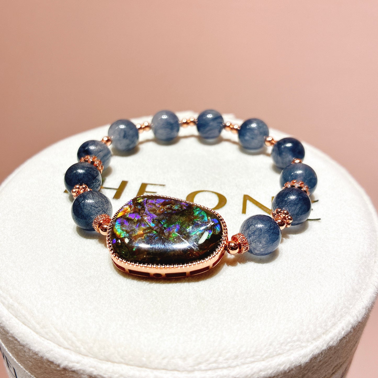 精品*藍鋼絲兔毛 x 斑彩石