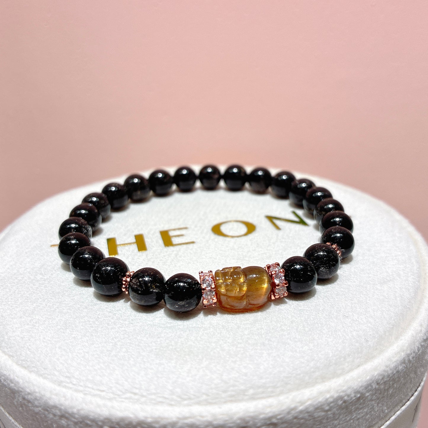 精品*黑密髮晶 x 金骨幹貔貅