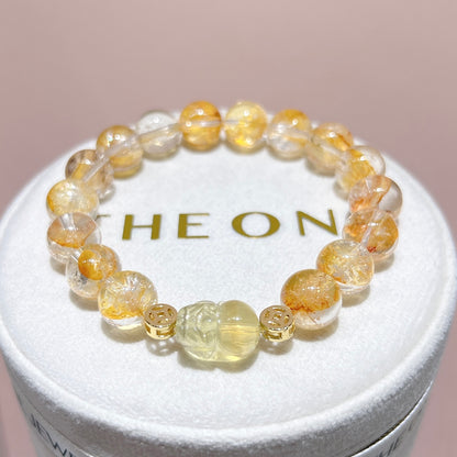 精品*金魚黃膠花 x 黃螢石貔貅