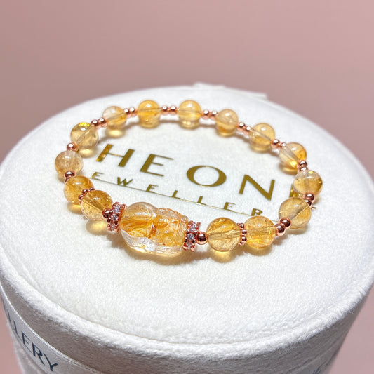 精品*黃水晶 x 黃膠花貔貅
