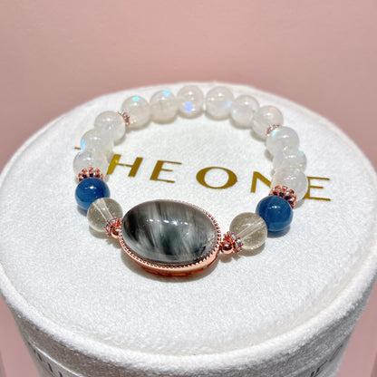 精品*馬島月亮石 x 灰藍兔毛