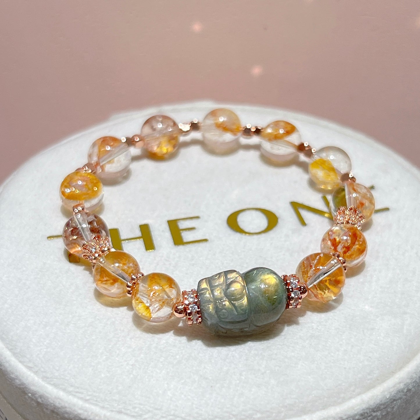精品*金魚黃膠花 x 拉長石貔貅