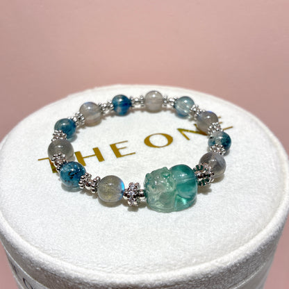 精品*拉長石 x 彩螢石貔貅