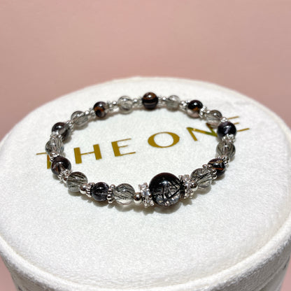 精品*黑順髮晶 x 黑銀鈦晶