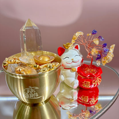 黃水晶柱聚寶盆