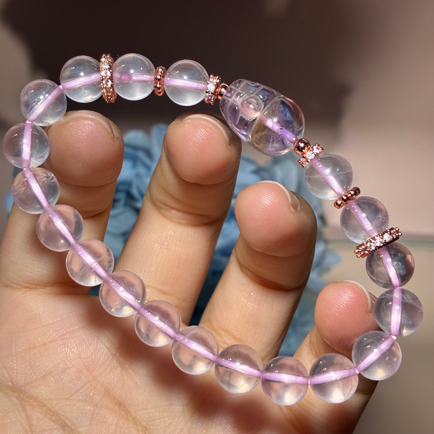精品*莫桑比克粉晶 x 紫黃晶貔貅