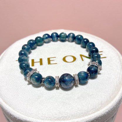 藍晶石共生赤鐵礦 x 藍鋼絲兔毛