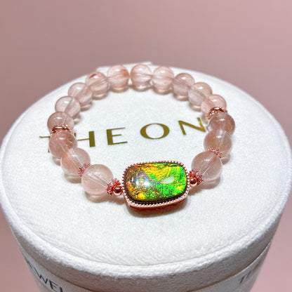 精品*粉兔毛 x 斑彩石