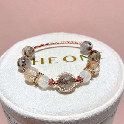 精品*雪霜幽靈髮晶 x 月亮石