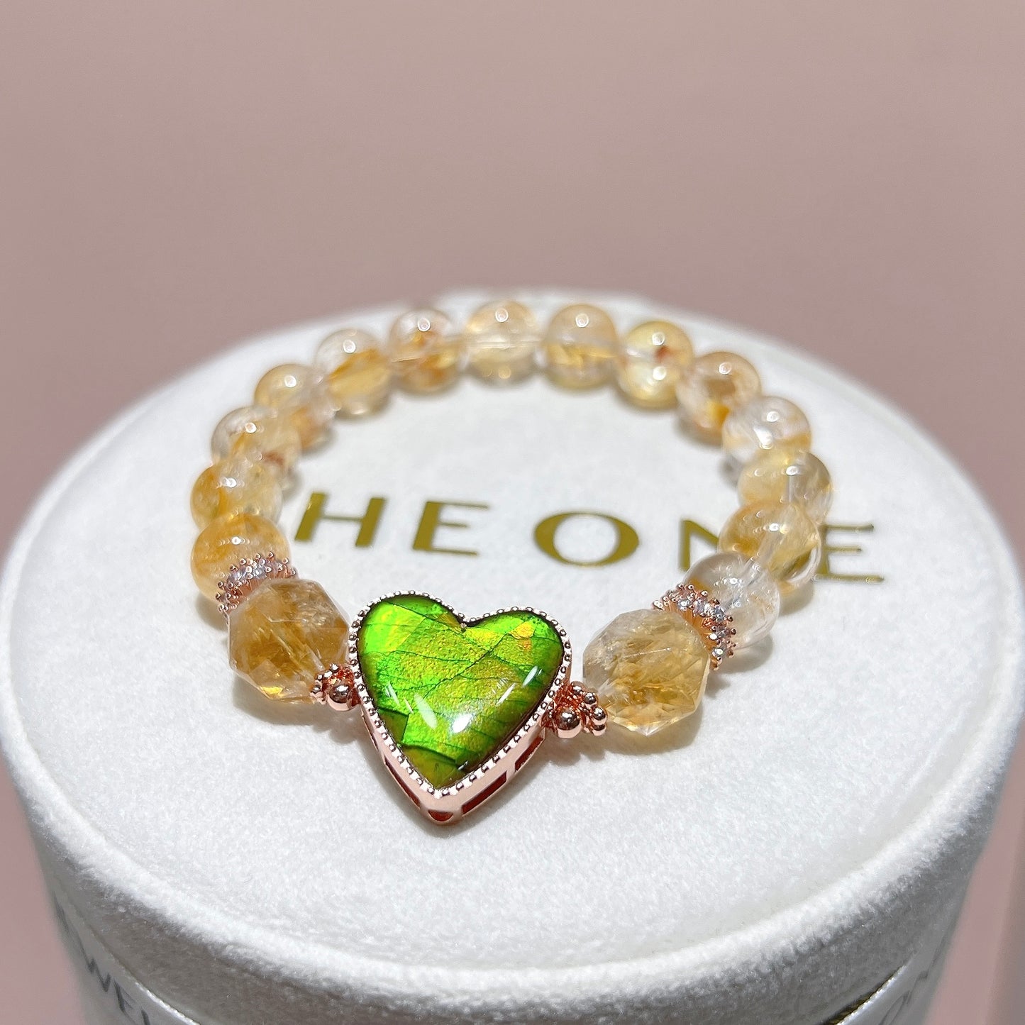 精品*金魚黃膠花 x 心形斑彩石