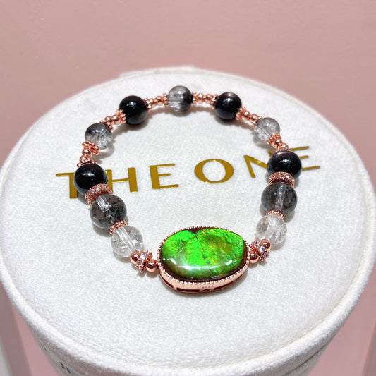 頂級*羽毛黑極光 x 斑彩石