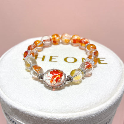 精品*橙紅膠花 x 錦鯉膠花