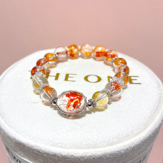 精品*橙紅膠花 x 錦鯉膠花