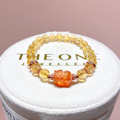 精品*黃水晶 x 金草莓太陽石貔貅