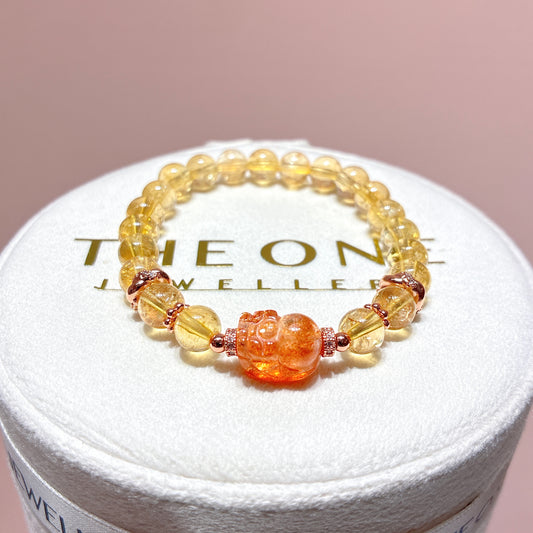 精品*黃水晶 x 金草莓太陽石貔貅