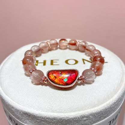 精品*粉橙兔毛 x 斑彩石