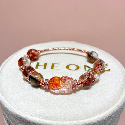 頂級*紅泥骸骨閃靈鑽 x 錦鯉膠花貔貅