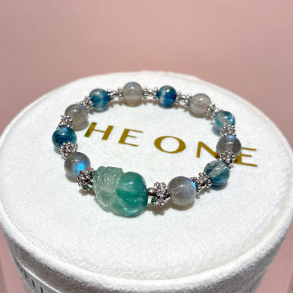 精品*拉長石 x 彩螢石貔貅