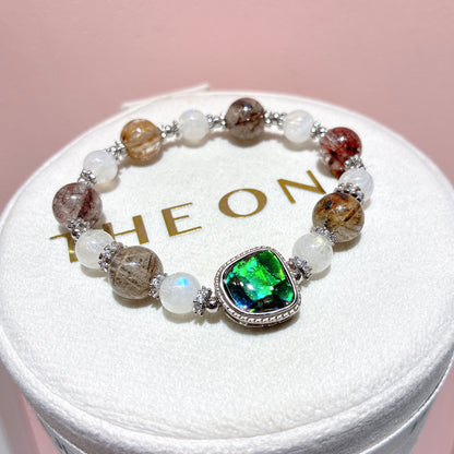 精品*雪霜幽靈髮晶 x 斑彩石