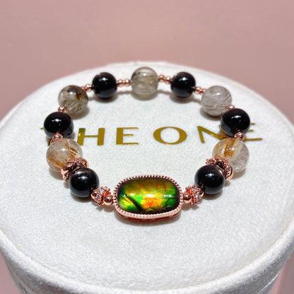 精品*雪霜幽靈髮晶 x 斑彩石