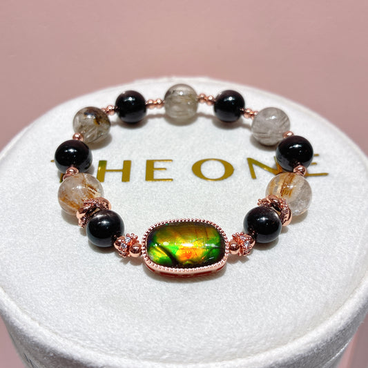 精品*雪霜幽靈髮晶 x 斑彩石