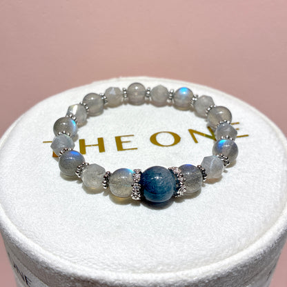 精品*拉長石 x 藍鋼絲兔毛