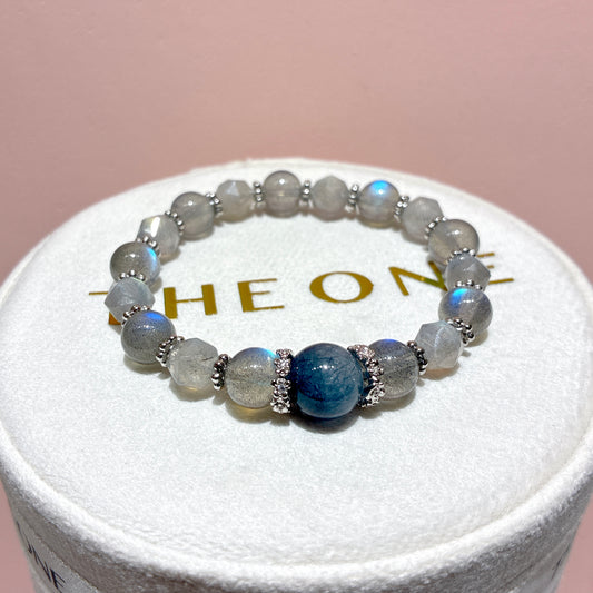 精品*拉長石 x 藍鋼絲兔毛