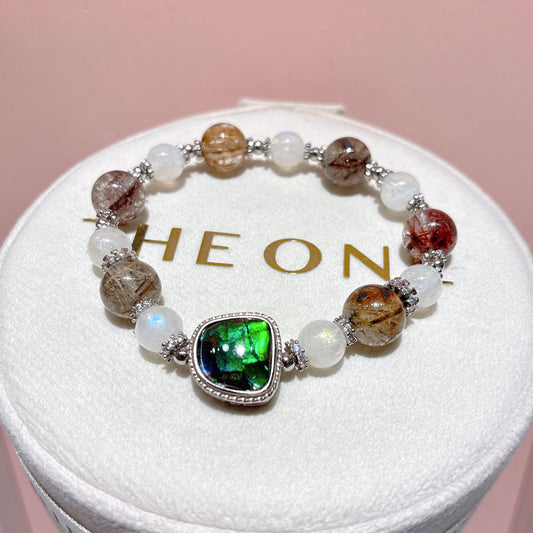 精品*雪霜幽靈髮晶 x 斑彩石